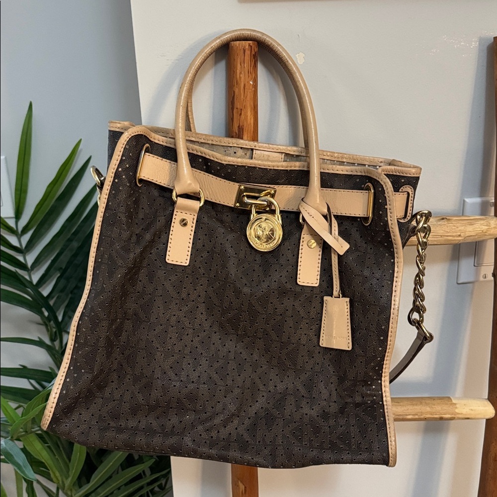 Michael Kors Black and Tan Shoulder Bag